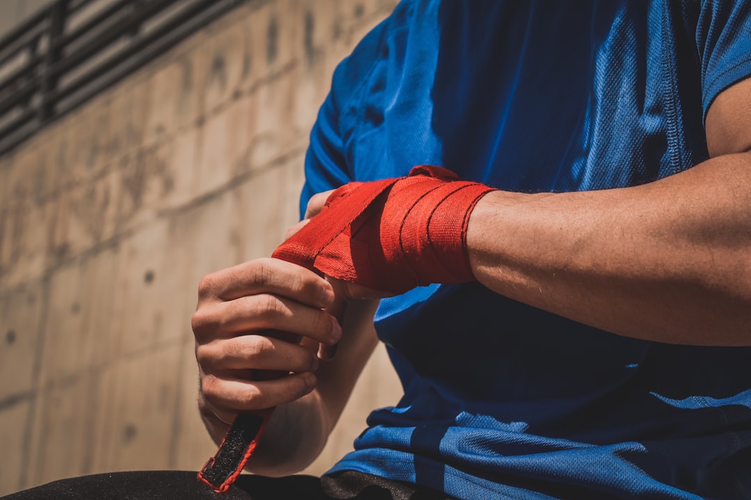 Boxer preparing for training